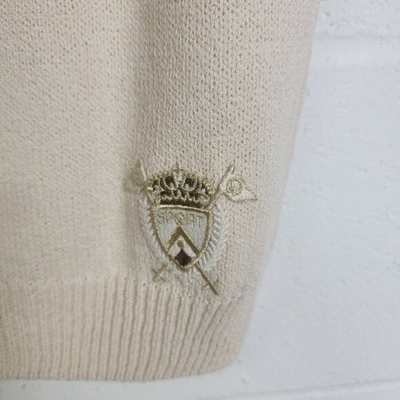 Vintage St. John Sport Sweater Vest Beige Med Preppy Golf Closet Staple Classic - Picture 3 of 7